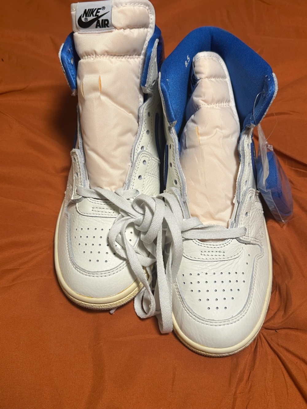 Nike White and Blue High-Top Sneakers